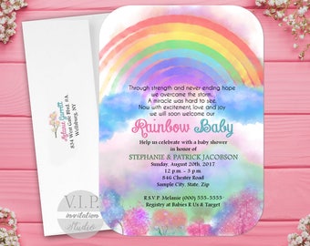 Rainbow Baby Shower Invitations 1