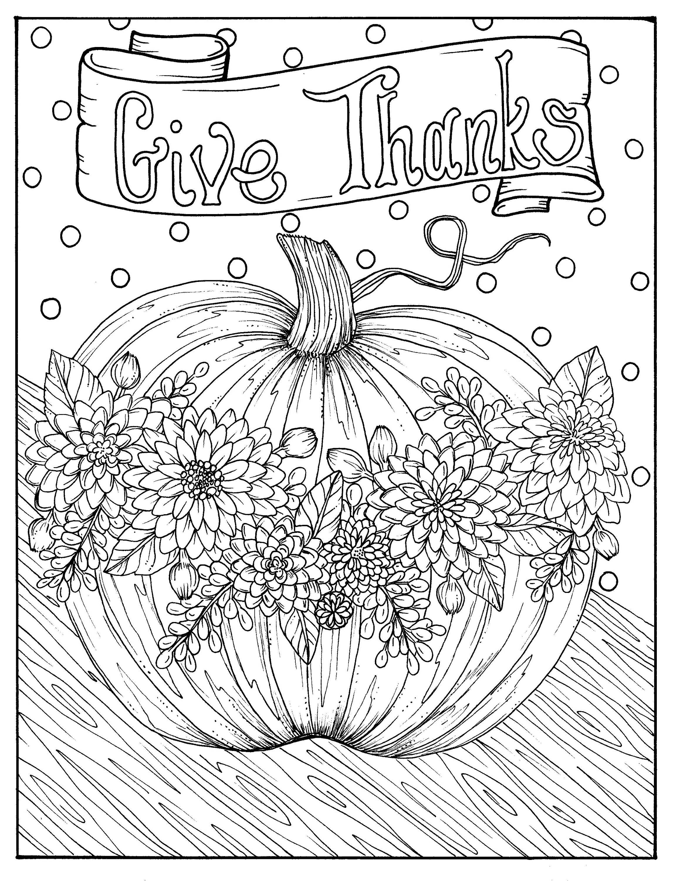 Give Thanks Digital Coloring page Thanksgiving harvest