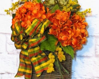 Summer Door Basket, Fall Door Basket, Summer thru Fall Decor, Hydrangea Wreath, Rustic Wreath, Rustic Decor, Summer thu Fall Wreath