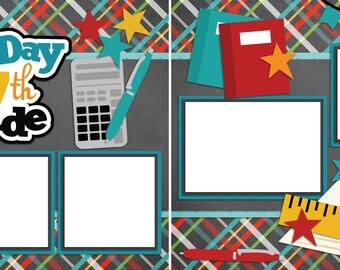 First Day of 7th Grade - Digital Scrapbooking Quick Pages - INSTANT DOWNLOAD