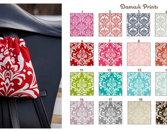 Custom Stirrup Covers Damask Reversible Fleece and Flannel - Cozies // Bags // Many Colors - Tapestry // Jacquard // Brocade - MADE TO ORDER