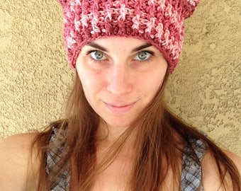 READY TO SHIP - Pussy Hat - pink mauve feminism feminist protest trump misogyny progressive liberal equality cat ears pussyhat crochet