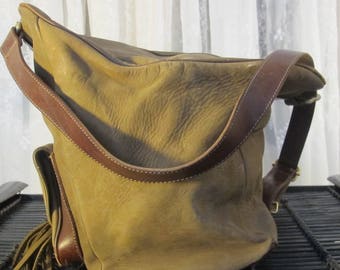 Vintage 80's 2 EFFE Pellettiere large leather satchel shoulder bag Italy