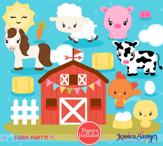 INSTANT DOWNLOAD - Farm Clipart and Vectors Il_570xn