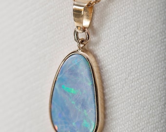 Australian Boulder Opal Pendant in 18K Gold