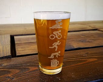 Triathlon Gift Glass, Ironman Triathlon Glass, Swimming Gift, Christmas Gift, Running Gift, Gift for Triathlete, Bike Gift, Run Swim Bike