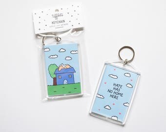 Hate Has No Home Here Keychain, Corgi Keychain, Cute Keychain, New Home, Housewarming Gift, Love Trumps Hate, Stocking Stuffer, Resist Hate