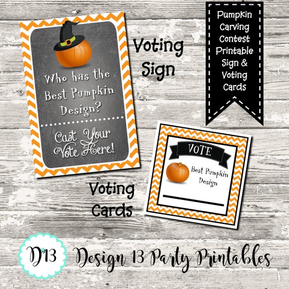 INSTANT DOWNLOAD Pumpkin Carving Contest Voting Cards and Sign Digital ...
