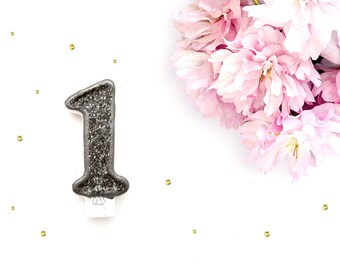 Pink Glitter Crown Number 1 Birthday Candle glitter birthday