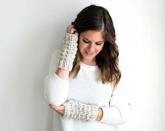 Fingerless Gloves Arm Warmers Long Knit - Galena Gloves