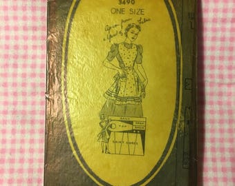 RARE* Vintage Apron Pattern, 1940's Mail Order "Apron From A Yard of Fabric" Pattern #3490