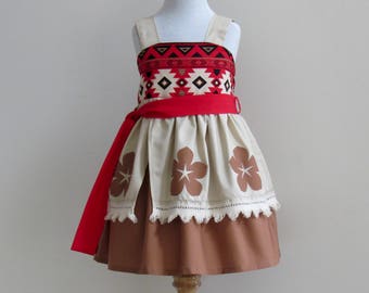 Moana Inspired Dress. Polynesian/ Hawaiian Princess Costume. Everyday Princess Dress for Girl Sizes 1-8