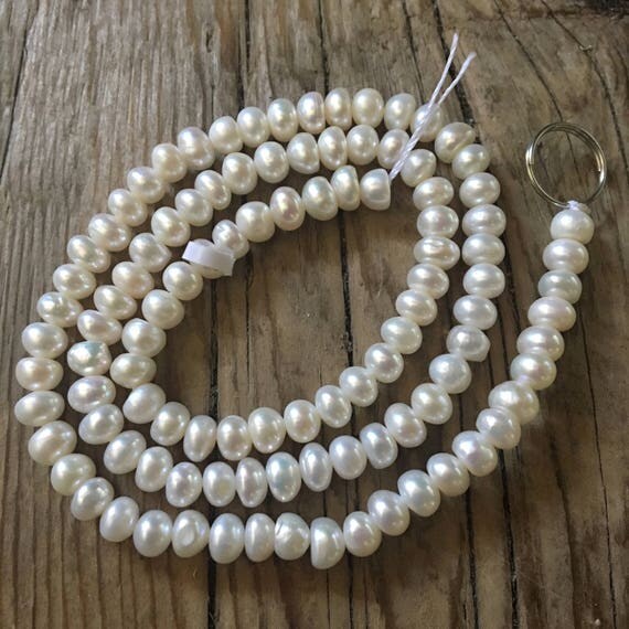 Pearl Rondelle Beads Freshwater Pearls Grade AAA White