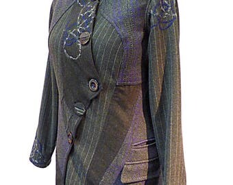 Women's coat Wool coat winter coat gray and purple "Anna" T38 / 40