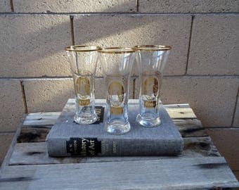 Vintage 5 COORS Gold Rim Beer Barrel Pilsner Glasses, Collectible COORS Glasses, Beer Glasses, Golden Colorado,