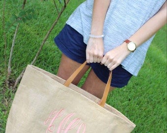 ONLY 19.98!!!! Monogram Jute Tote Burlap Bag, MudPie Brand, Bridesmaid Gift, Sorority, Monogrammed Tote, Burlap Bag
