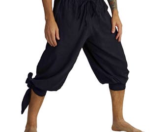 BUCCANEER PANTS BLACK- Steampunk, Pirate Pants, Harem Pants, Medieval Clothing, Renaissance Festival, Burning Man, Larp Costume