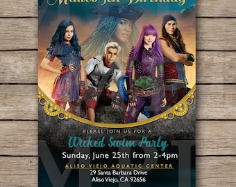 Descendants 2 Birthday Invitation, Descendants 2 Invite, Descendants, Descendants 2 Birthday