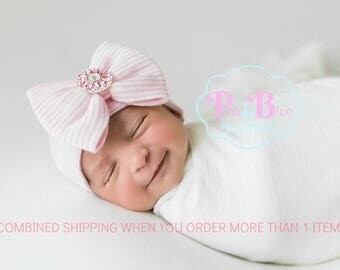 Baby girl hospital outfit, Newborn girl hospital hat with bow, Coming home outfit baby girl, Newborn girl hospital outfit