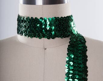Emerald Green Stretch Sequin Ribbon Trim/ Poison Ivy Costume Sequin/ Crafting Trimming/