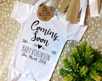 Pregnancy Reveal,Pregnancy Reveal Onesie,Baby Announcement Onesie®,Pregnancy Reveal Bodysuit,Onesie,Surprise Baby Onesie,Coming Soon Onesie