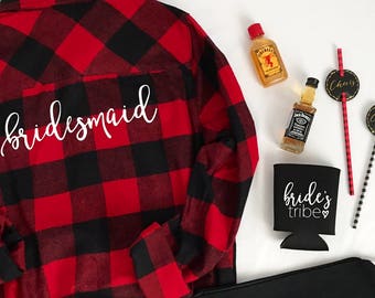 SHIPS IN 2-3 DAYS! Bridesmaid Flannel | Bride Flannel | Flannel Bridesmaid Shirts | Bride Shirt | Bachelorette Shirts | Bridal Party Shirts