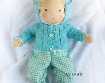 14" (36 cm) Waldorf Doll Baby Boy. Steiner doll-cloth doll-handmade doll-soft doll-waldorfpuppe-rag doll-girls gift-blond hair-baby doll