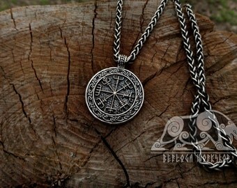 Viking Jewelry Compass Vegvisir Pendant Necklace Norse Jewelry