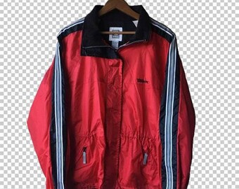 LARGE 90s Wilson Windbreaker // Classic Red 80s - 90s Windbreaker // Mens Large