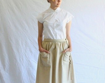 vintage 50s 60s white cotton lace blouse eyelet top