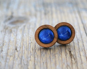Aries Earrings, Aries Constellation, Zodiac Earrings, Aries Zodiac Earrings, Constellation Earrings, Wooden Earrings, Celestial Zodiac