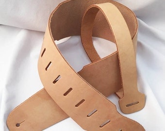 Adjustable Leather Guitar Strap Kit - Personalize Your Own Guitar Strap - 8 oz Natural Russet Oak Leather