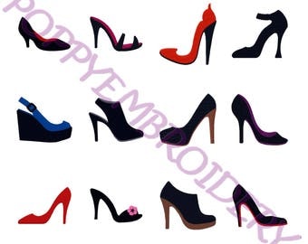 WOMAN shoes designs for embroidery machine / motifs chaussures femme pour broderie machine / INSTANT DOWNLOAD