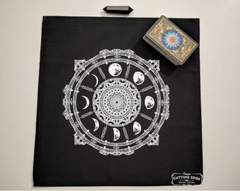 Moon Phases Compass Altar Cloth | Tarot Cloth | Divination Tool | Tarot Reading Cloth | Witchcraft | Full Moon | Witch Gift | Tarot Gift
