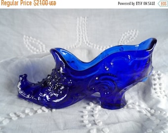Fall Sale Mosser Glass Cobalt Blue Shoe-Blue Glass Boot-Art Glass-Mosser Glass Cambridge Ohio