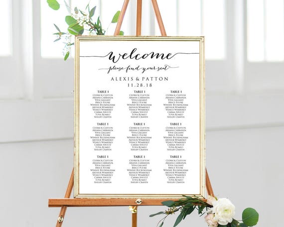 Welcome Please Find Your Seat Wedding Seating Chart Templates