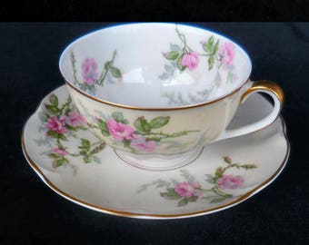 Theodore Haviland Limoges Cup & Saucer in the Sylvia pattern