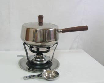 Vintage Stainless Steel Fondue Set in Box Party Guests Fun Fondue SEE Details