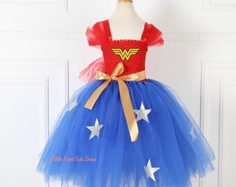 Wonder Woman Tutu Dress. Handmade Tutu. Wonder Woman Costume. Fancy Dress. Superhero Dress. Birthday Party. Halloween Costume. Fancy Dress