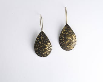 Hammered and blackened brass earrings