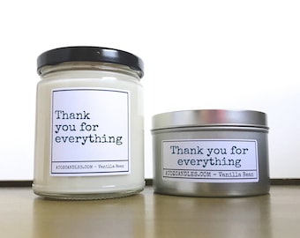 Thank you Gift | Thanks Gift | Thank you Candle | Customized Candle | Personalized Candle | Scented Soy Candle | Thank You For Everything