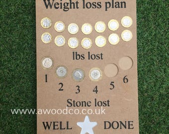U.K Weight Loss Tracker Goal Board. Money collector - GOAL Calender - engraved and hand-painted