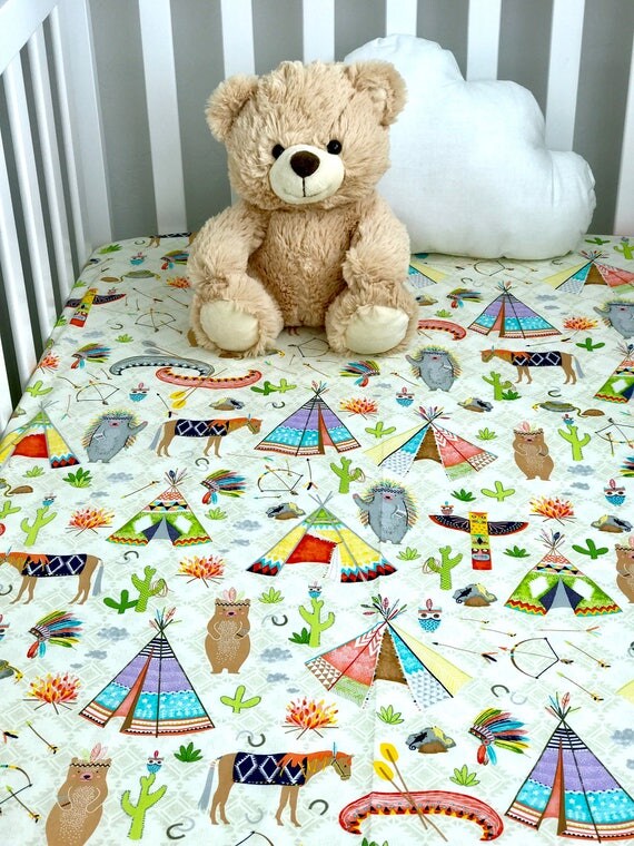 Tribal Baby sheet Teepees tribal baby bedding Indian tribal