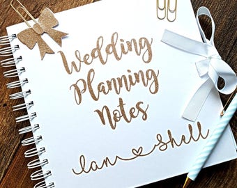 Wedding notebook, wedding planner book, wedding notes, bride planner, white notebook, hen party planner, batchlorette notebook, organiser