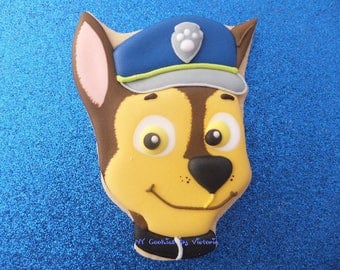 12 Chase Cookies from Paw Patrol - 1 Dozen - Paw Patrol Birthday Party Theme Cookies