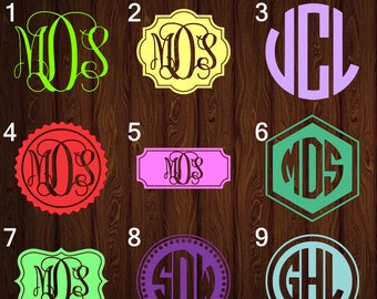 Monogram Decals Choose Color and Style, Monogram Stickers, Monogram Car Decals, Yeti Monogram, Vinyl Monogram