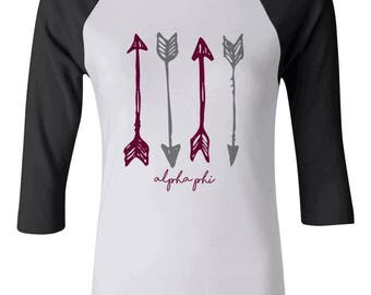 Alpha Phi Arrows Bella + Canvas Baby Rib Raglan