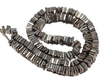 ON SALE 50% Grey Pyrite 8 Inches Half Strand - Finest Quality Square Heishi Beads Size 5.5mm approx, Natural Gemstone, SKU M59
