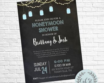 Honeymoon Shower Invitation, Chalkboard Mason Jar Wedding Shower, Bridal Shower Invite, Couples Shower, Wedding Shower Invitation