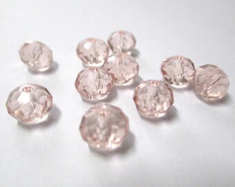 10 faceted light pink glass 6x8mm rondelle beads